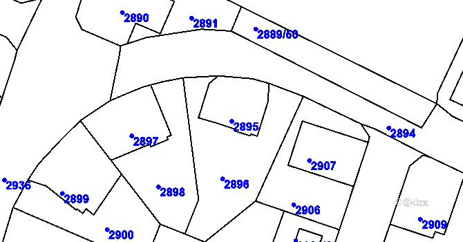 Parcela st. 2895 v KÚ Podmokly, Katastrální mapa