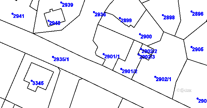 Parcela st. 2901/1 v KÚ Podmokly, Katastrální mapa