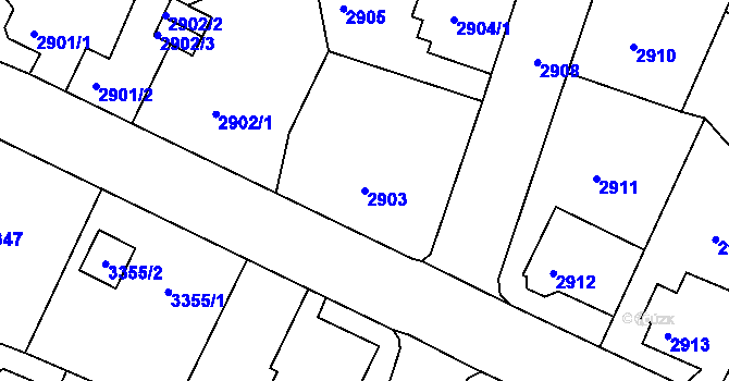 Parcela st. 2903 v KÚ Podmokly, Katastrální mapa