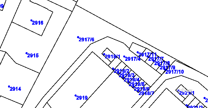 Parcela st. 2918/1 v KÚ Podmokly, Katastrální mapa