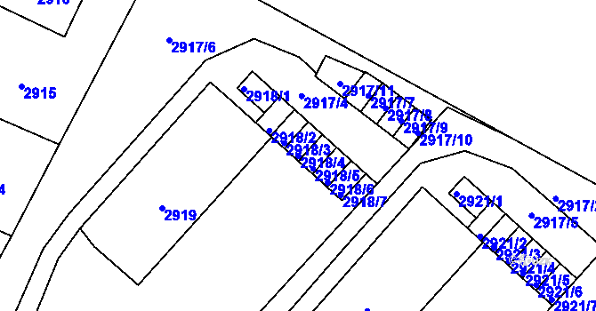 Parcela st. 2918/4 v KÚ Podmokly, Katastrální mapa