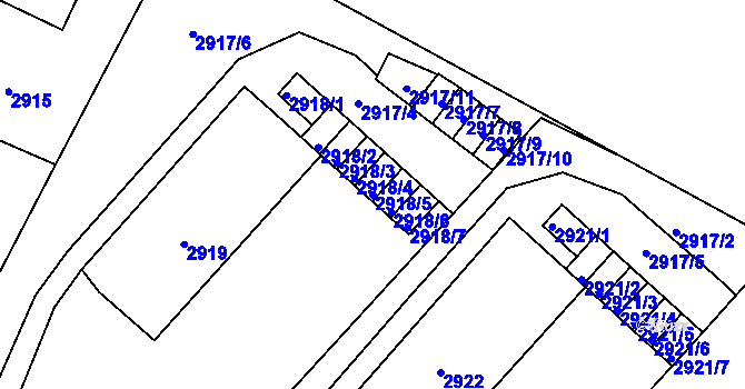 Parcela st. 2918/5 v KÚ Podmokly, Katastrální mapa