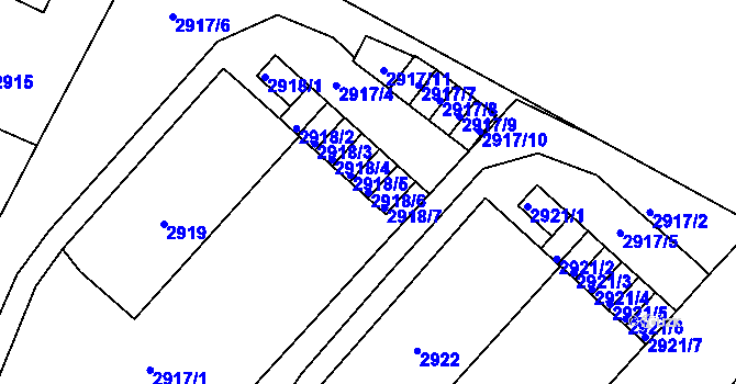 Parcela st. 2918/6 v KÚ Podmokly, Katastrální mapa