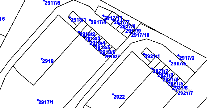 Parcela st. 2918/7 v KÚ Podmokly, Katastrální mapa