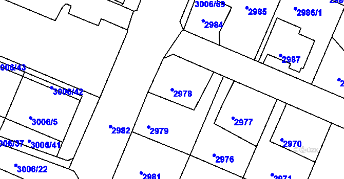 Parcela st. 2978 v KÚ Podmokly, Katastrální mapa