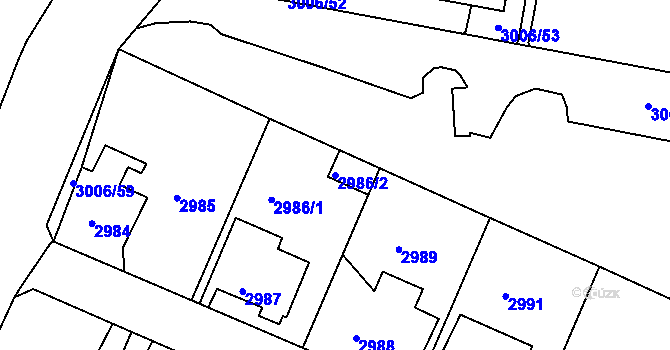 Parcela st. 2986/2 v KÚ Podmokly, Katastrální mapa