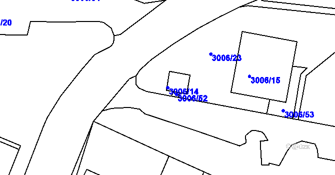 Parcela st. 3006/14 v KÚ Podmokly, Katastrální mapa
