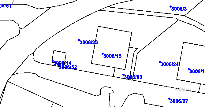 Parcela st. 3006/15 v KÚ Podmokly, Katastrální mapa