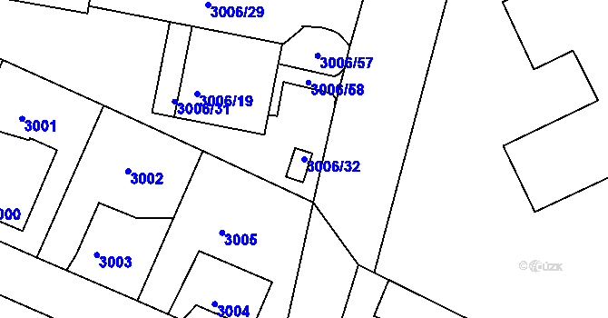Parcela st. 3006/32 v KÚ Podmokly, Katastrální mapa
