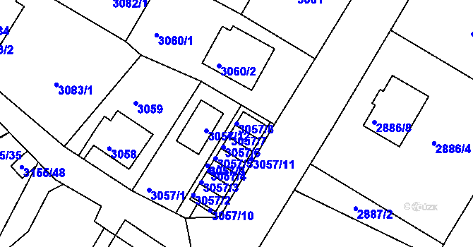 Parcela st. 3057/8 v KÚ Podmokly, Katastrální mapa