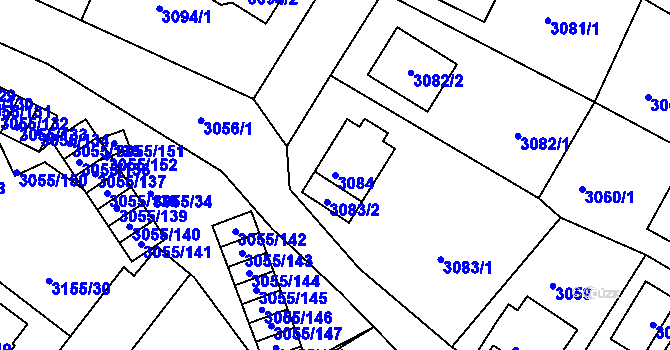 Parcela st. 3084 v KÚ Podmokly, Katastrální mapa