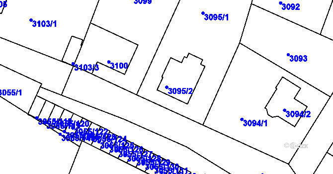 Parcela st. 3095/2 v KÚ Podmokly, Katastrální mapa