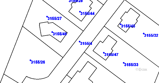 Parcela st. 3155/4 v KÚ Podmokly, Katastrální mapa