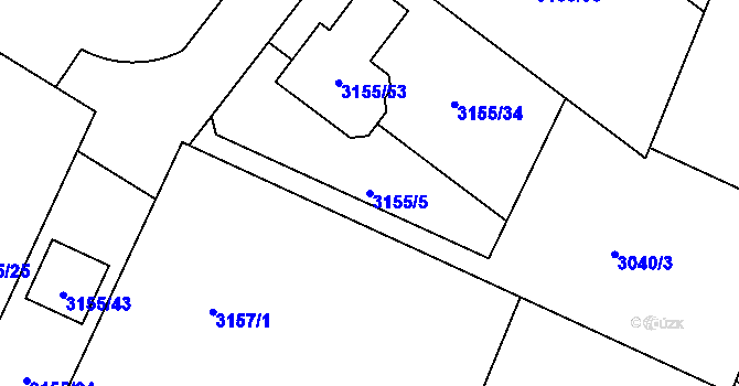 Parcela st. 3155/5 v KÚ Podmokly, Katastrální mapa