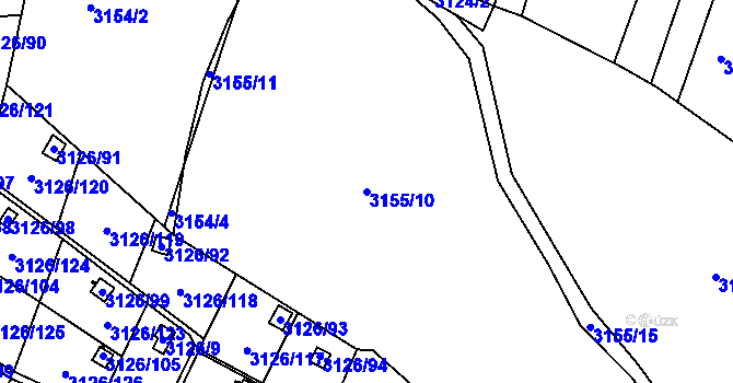 Parcela st. 3155/10 v KÚ Podmokly, Katastrální mapa