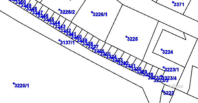 Parcela st. 3235 v KÚ Podmokly, Katastrální mapa