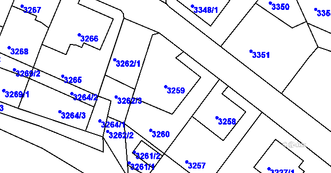 Parcela st. 3259 v KÚ Podmokly, Katastrální mapa
