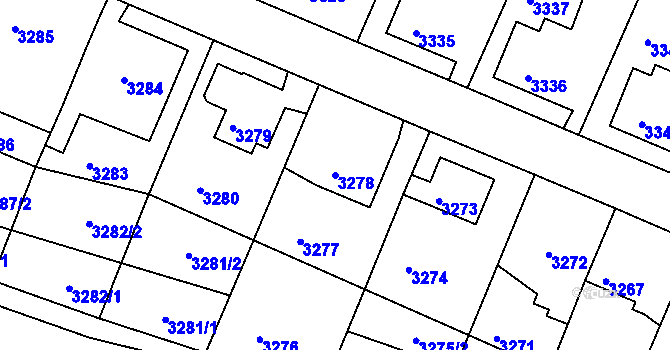 Parcela st. 3278 v KÚ Podmokly, Katastrální mapa