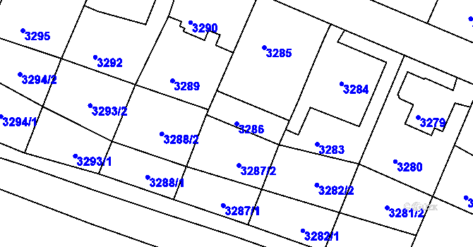 Parcela st. 3286 v KÚ Podmokly, Katastrální mapa