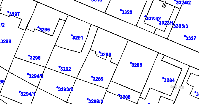 Parcela st. 3290 v KÚ Podmokly, Katastrální mapa