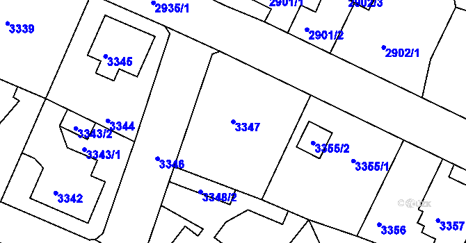 Parcela st. 3347 v KÚ Podmokly, Katastrální mapa