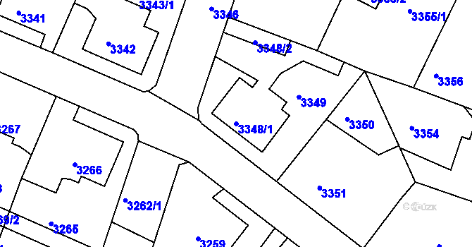 Parcela st. 3348/1 v KÚ Podmokly, Katastrální mapa