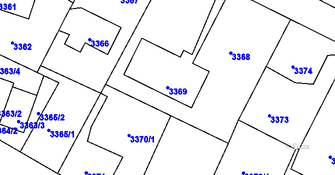 Parcela st. 3369 v KÚ Podmokly, Katastrální mapa