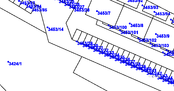 Parcela st. 3453/31 v KÚ Podmokly, Katastrální mapa