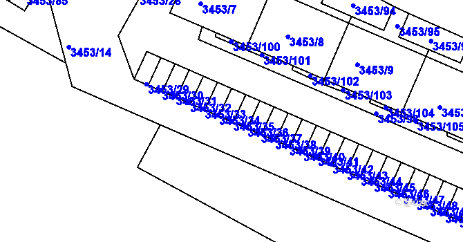 Parcela st. 3453/35 v KÚ Podmokly, Katastrální mapa