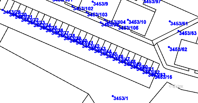 Parcela st. 3453/45 v KÚ Podmokly, Katastrální mapa