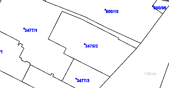 Parcela st. 3475/2 v KÚ Podmokly, Katastrální mapa