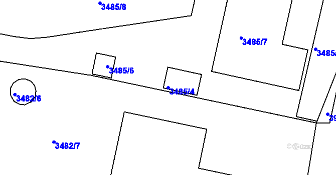 Parcela st. 3485/4 v KÚ Podmokly, Katastrální mapa