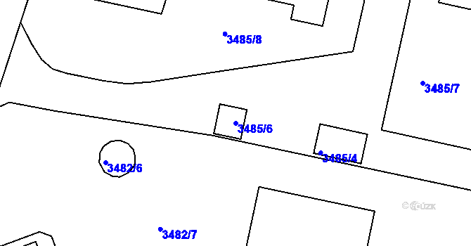 Parcela st. 3485/6 v KÚ Podmokly, Katastrální mapa