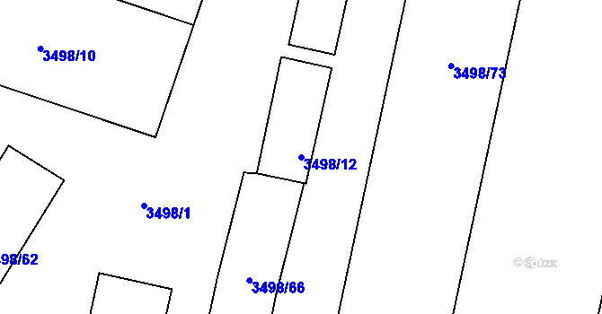 Parcela st. 3498/12 v KÚ Podmokly, Katastrální mapa
