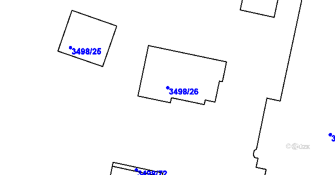 Parcela st. 3498/26 v KÚ Podmokly, Katastrální mapa
