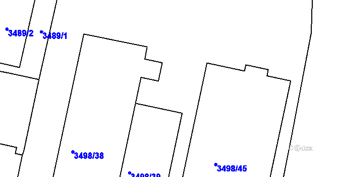 Parcela st. 3498/37 v KÚ Podmokly, Katastrální mapa
