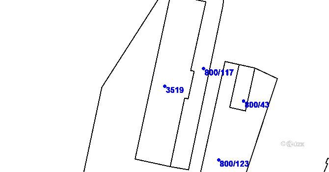 Parcela st. 3519 v KÚ Podmokly, Katastrální mapa