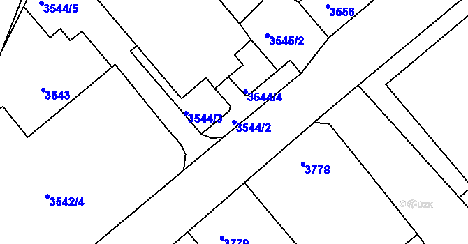 Parcela st. 3544/2 v KÚ Podmokly, Katastrální mapa