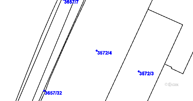 Parcela st. 3572/4 v KÚ Podmokly, Katastrální mapa