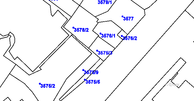 Parcela st. 3575/3 v KÚ Podmokly, Katastrální mapa