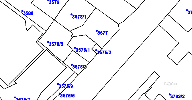 Parcela st. 3576/2 v KÚ Podmokly, Katastrální mapa