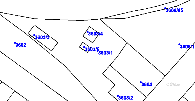 Parcela st. 3603/1 v KÚ Podmokly, Katastrální mapa