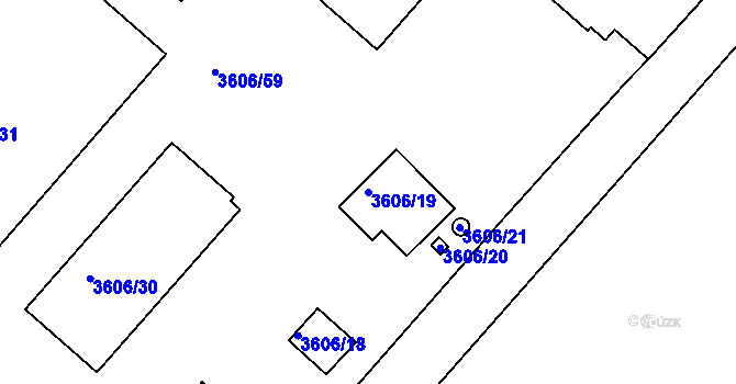 Parcela st. 3606/19 v KÚ Podmokly, Katastrální mapa