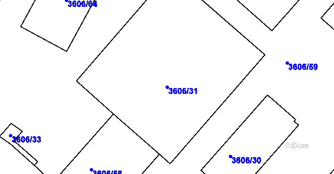 Parcela st. 3606/31 v KÚ Podmokly, Katastrální mapa