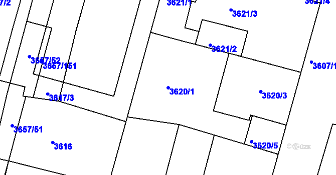 Parcela st. 3620/1 v KÚ Podmokly, Katastrální mapa