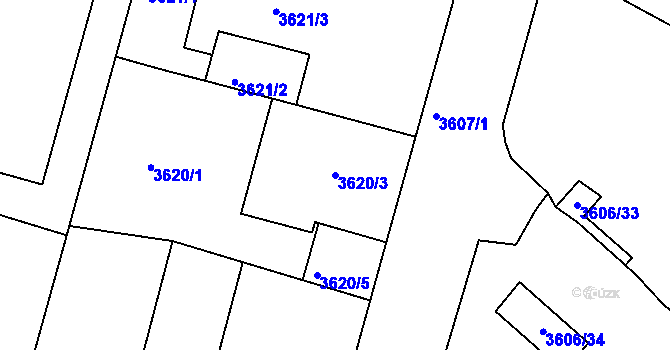 Parcela st. 3620/3 v KÚ Podmokly, Katastrální mapa