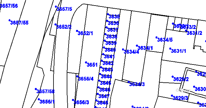 Parcela st. 3641 v KÚ Podmokly, Katastrální mapa