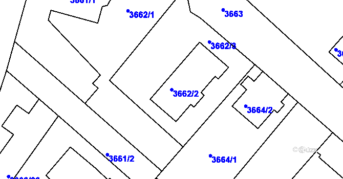 Parcela st. 3662/2 v KÚ Podmokly, Katastrální mapa