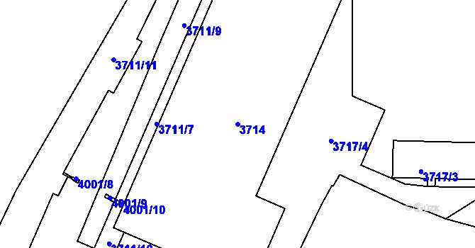 Parcela st. 3714 v KÚ Podmokly, Katastrální mapa