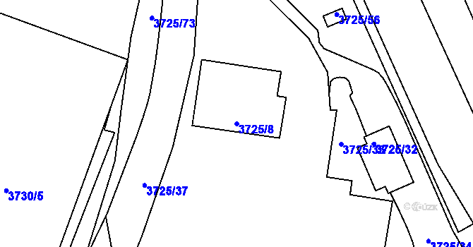 Parcela st. 3725/8 v KÚ Podmokly, Katastrální mapa